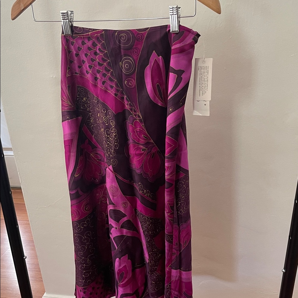 FINITY STUDIO 100% Silk Elegant Pink Patterned Women's Skirt